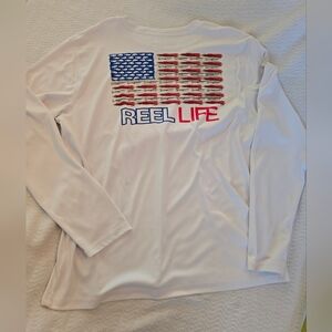 Reel Life White Long Sleeve Tee With SPF Men's Medium